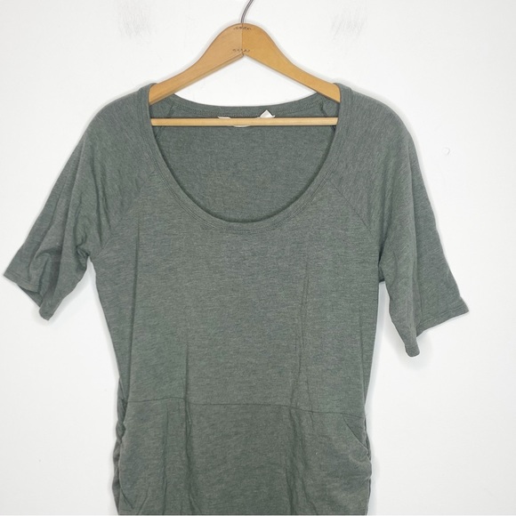 Athleta Seeker Tee Ruched Tulip Dress Size M Green Modal - Picture 3 of 7